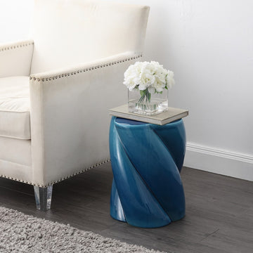 Yves Modern Minimalist Rope Twist Ceramic Indoor/Outdoor Garden Stool
